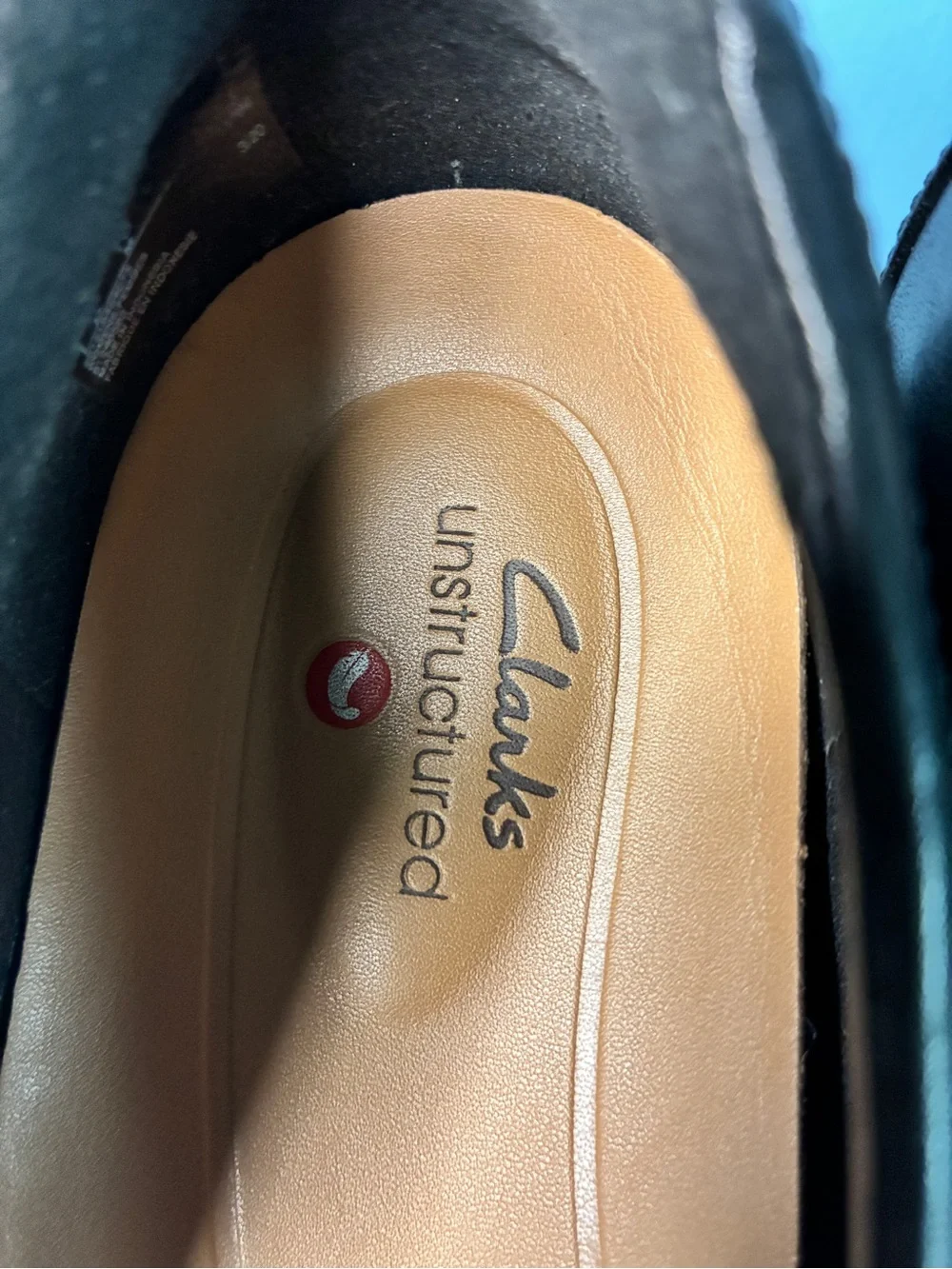 Clarks Black Leather Square-Buckle Flats